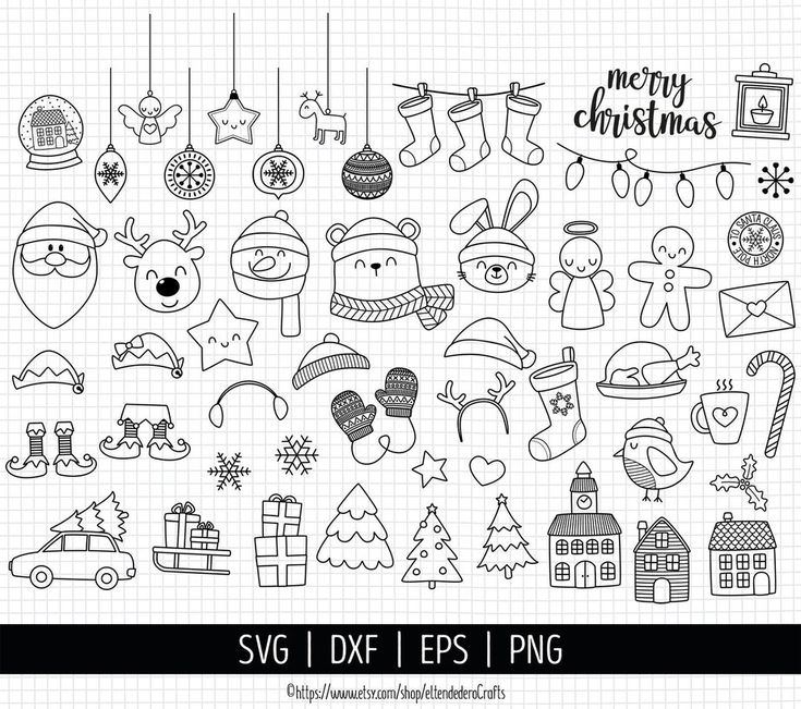 christmas doodles and clip art for the svg files, including santa's stockings