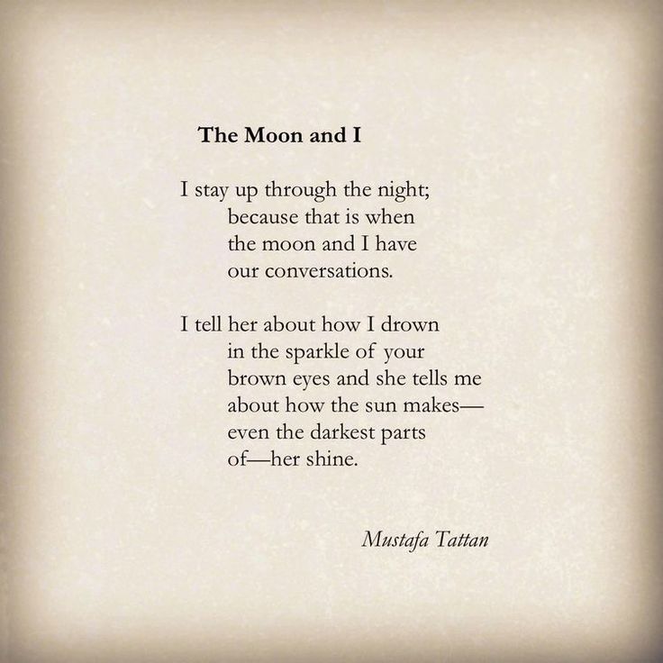 the moon and i poem written in black ink