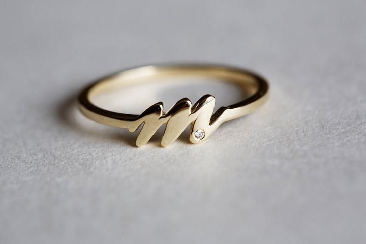 Gold Initial ring, Dainty initial ring Alphabet Rings Gold, Simple Ring Design, Letter Rings, Ring Initial, Unique Gold Rings, Gold Initial Ring, Letter Ring, Monogram Ring, Gold Ring Designs