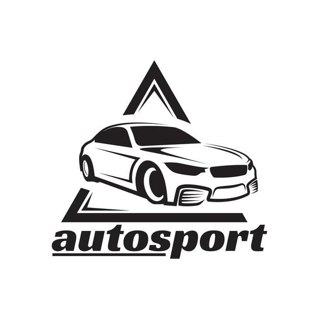 the logo for autosport, which is designed in black and white with an image of a