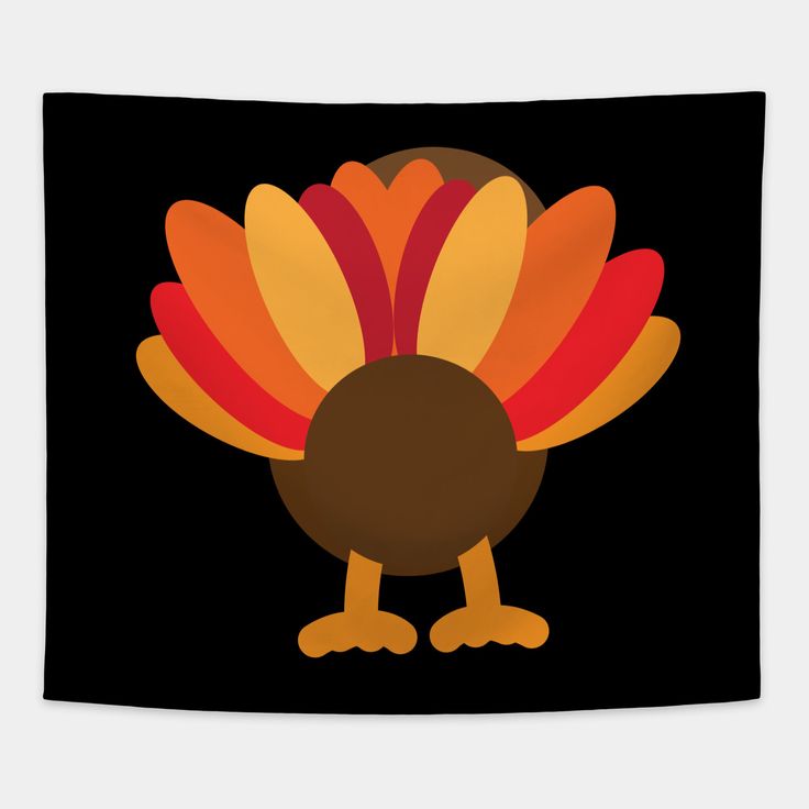 a cartoon turkey with orange and red feathers on it's head, standing in front of a black background