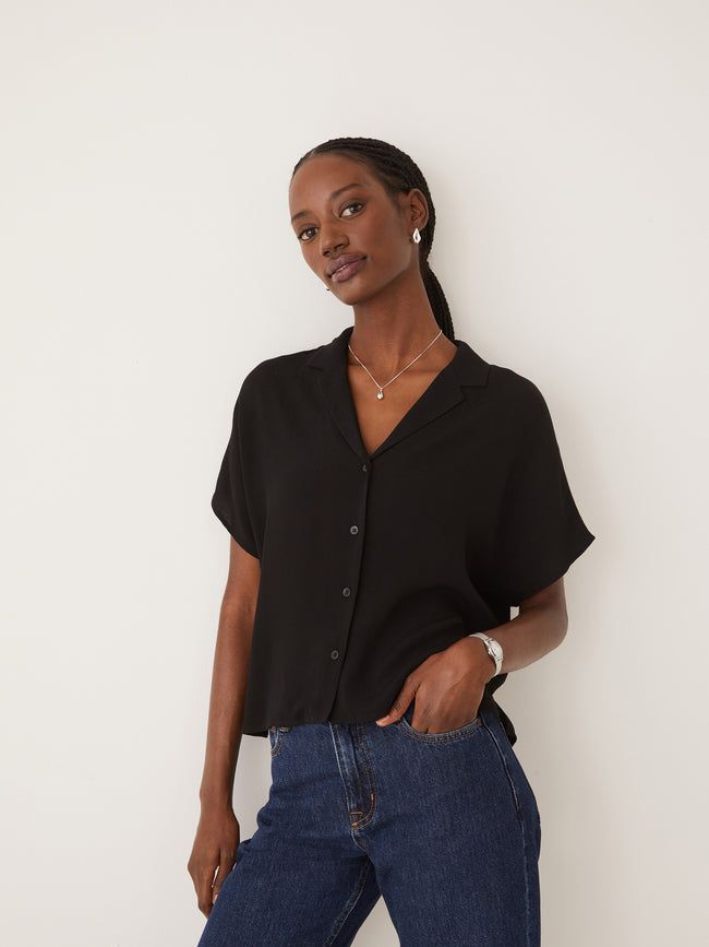 The Camp Collar Blouse in Black – Frank And Oak USA Dress For Work, Summer Capsule, Style 2023, Camp Shirt, Collar Blouse, Camping Shirt, How To Look Classy, Summer Essentials, Out Of Style