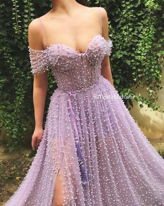 Purple Dreams Beaded Gown – Teuta Matoshi Tuta Matoshi, Jester Dress, Teuta Matoshi Dresses, Lilac Prom Dresses, Beaded Fringe Dress, Teuta Matoshi, Kebaya Brokat, Spaghetti Strap Prom Dress, Prom Dresses 2020