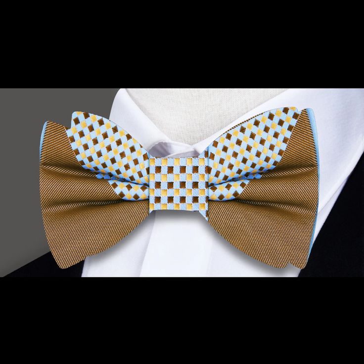 Elevate Your Ensemble: Light Blue and Brown Geometric Silk Bow Tie In the world of sophisticated fashion, there exists an exquisite silk bow tie that transcends the ordinary, offering a fusion of modern design and timeless elegance. The Light Blue and Brown Geometric Silk Bow Tie embodies refinement and versatility, making it a quintessential accessory for the discerning gentleman. Unveiling the Design: This remarkable bow tie boasts a captivating blend of light blue and brown, intricately woven Yellow Fitted Bow Tie For Formal Occasions, Formal Yellow Bow Tie, Formal Fitted Yellow Bow Tie, Formal Yellow Fitted Bow Tie, Elegant Yellow Bow Tie For Black Tie Events, Elegant Brown Bow Ties, Dapper Bow Tie For Business In Summer, Dapper Business Bow Tie For Summer, Elegant Yellow Bow Tie For Formal Occasions