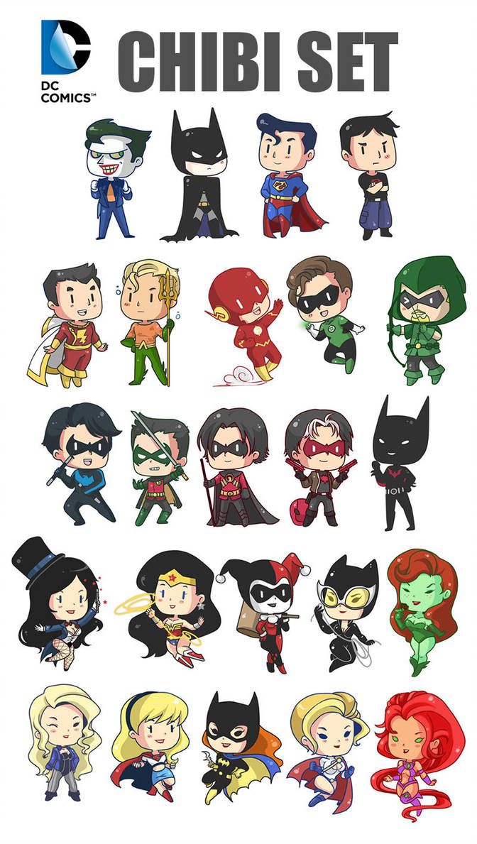 the chibi set from dc comics