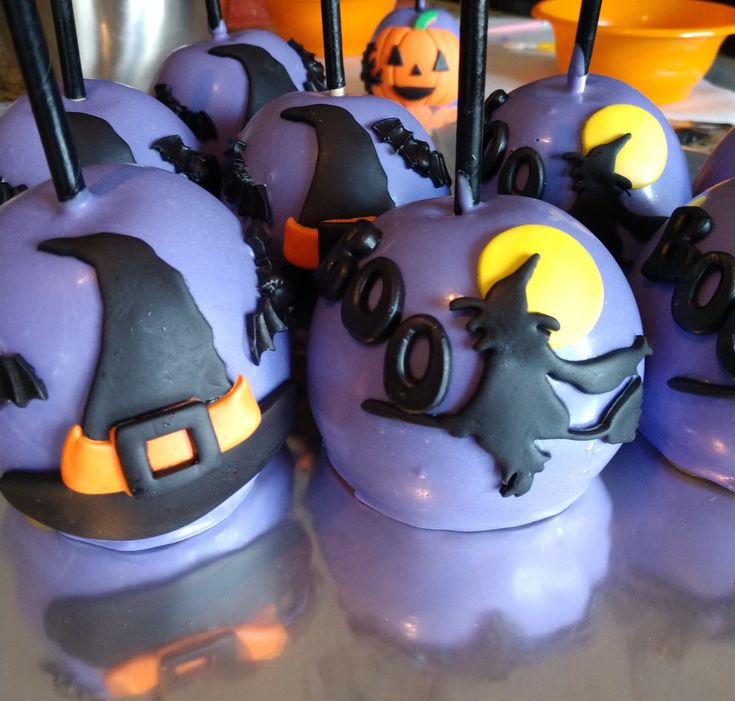 halloween cake pops with witches on them