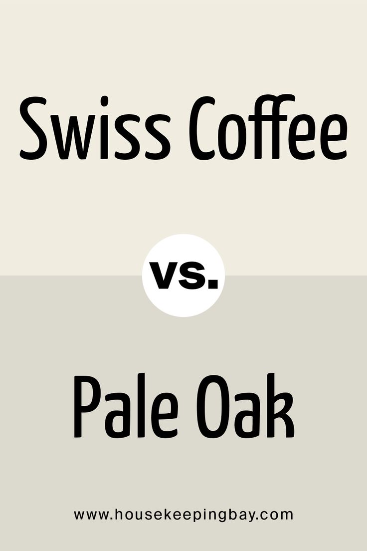 the words swiss coffee versus pale oak