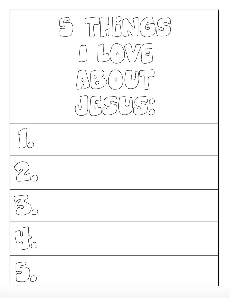 FREE 5 Things I Love About Jesus Coloring Page Junior Church Lessons For Kids, Love One Another Craft For Kids, Bible Activity Sheets For Kids, Resurrection Activities, Christian Activities For Kids, Sunday School Worksheets, Kids Church Activities, Bible Crafts Sunday School, Jesus Coloring Pages