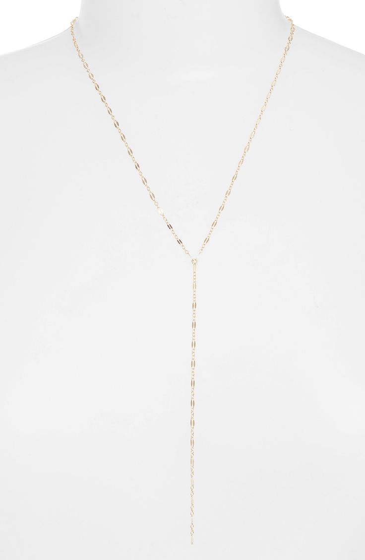 Perfect for layering, stunning oval links shine along this Y-necklace for a delicately beautiful day-to-night accessory. 20" length; 5" drop Lobster clasp closure 14k-gold fill or sterling silver Made in the USA Chic Long Drop Necklace With Delicate Chain, Formal Long Drop Delicate Chain Necklace, Gold Lariat Necklace With Paperclip Chain, Elegant Lariat Charm Necklace With Lobster Clasp, Elegant Lariat Chain Necklace With Paperclip Chain, Elegant Lariat Necklace With Paperclip Chain, Elegant 14k Gold-filled Oval Link Necklaces, Elegant Adjustable Paperclip Chain Necklace, Elegant Gold Y-shape Chain Necklace