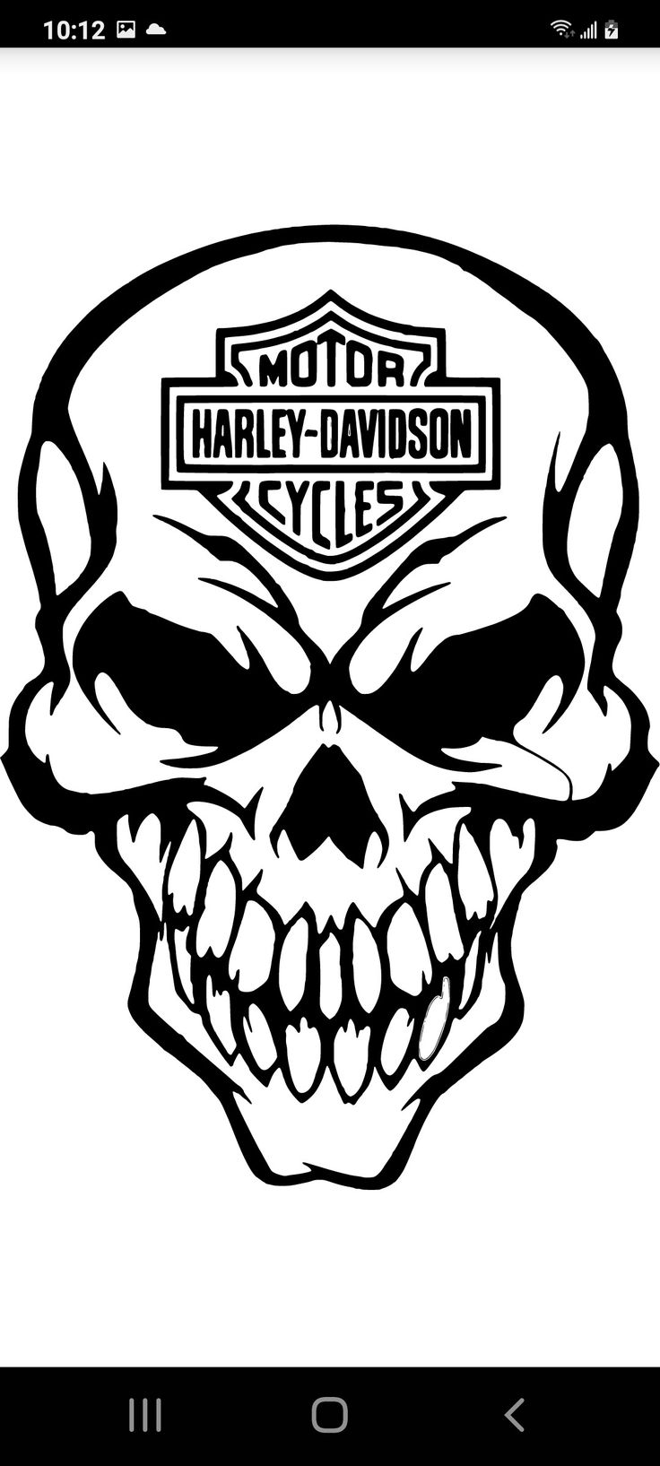 the harley davidson motorcycle logo is shown on an iphone screen, and it appears to be black and white