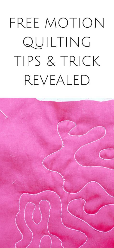 a pink piece of fabric with the words free motion quilting tips and trick revealed