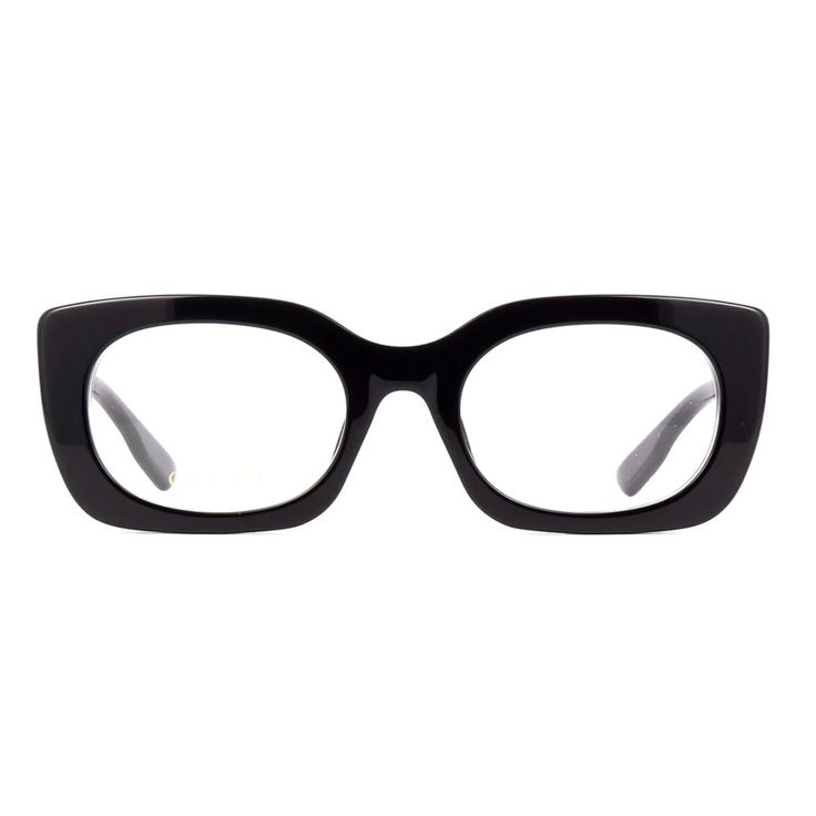 Step into the world of luxury and sophistication with the Gucci GG1154O 001 Black 53mm eyeglasses from OSSA FRAMES. This exquisite piece from the renowned fashion house Gucci is a statement accessory that exudes class and elegance. Crafted from high-quality acetate, the black frame of these eyeglasses is sleek and modern, making it a versatile addition to any outfit. The rectangular shape adds a touch of edginess to your look, while the clear demo lenses provide a unique and stylish element. The Luxury Round Frame Sunglasses For Formal Occasions, Luxury Formal Sunglasses With Round Frame, Luxury Clear Gucci Sunglasses, Luxury Black Round Frame Sunglasses, Gucci Black Frames, Modern Black Gucci Cat Eye Sunglasses, Gucci Black Sunglasses, Designer Gucci Black Shield Sunglasses, Gucci Black Rectangular Sunglasses