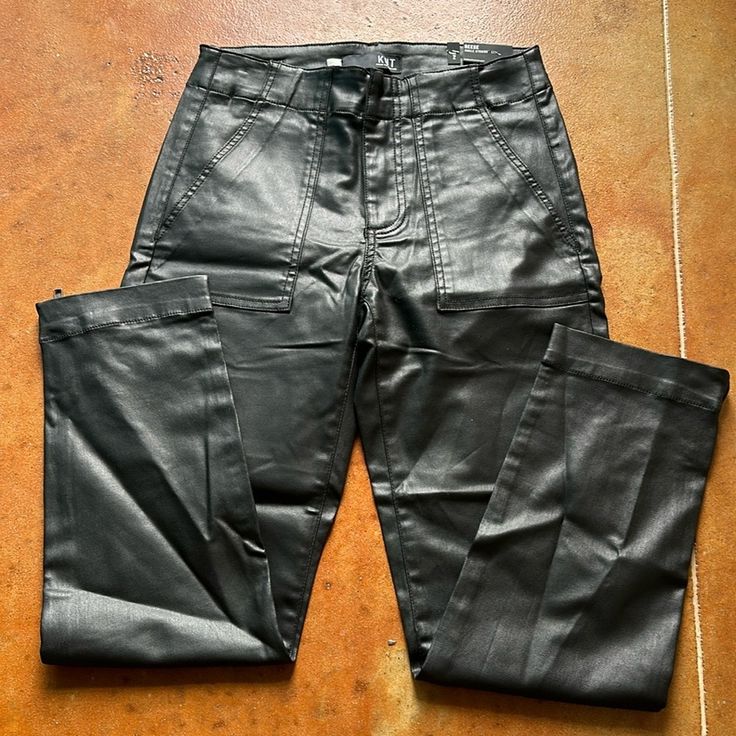 Nwt Kut From The Kloth Vegan Leather Pant. Size 2 And 00. They Zip On The Bottom And Have Stretch. Ankle Straight Leg. Size 00 Waist Flat 13”. Rise 9.25”. Inseam 26” Size 2 Waist Flat 14.15” Rise 9.5”. Inseam 27”. Size 0 Waist Flat 14”. Rise 9.5” Inseam 27” Vegan Leather Pant, Checked Pants, Linen Blend Pants, Leather Pant, Textured Dress, Bootcut Pants, Faux Leather Pants, Straight Leg Trousers, Drawstring Pants