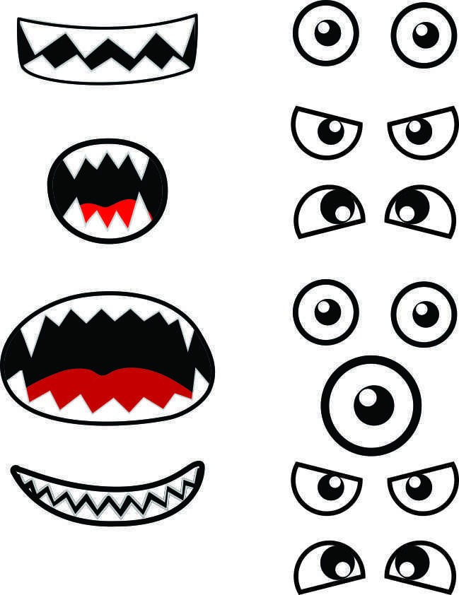 an assortment of cartoon eyes with different shapes and sizes, including one eye that looks like a monster