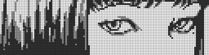 a black and white image of a man's face in the middle of a cross stitch pattern