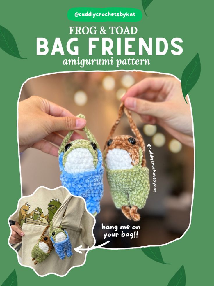 frog and toad crochet bag friends amigurm pattern by the crafter's workshop