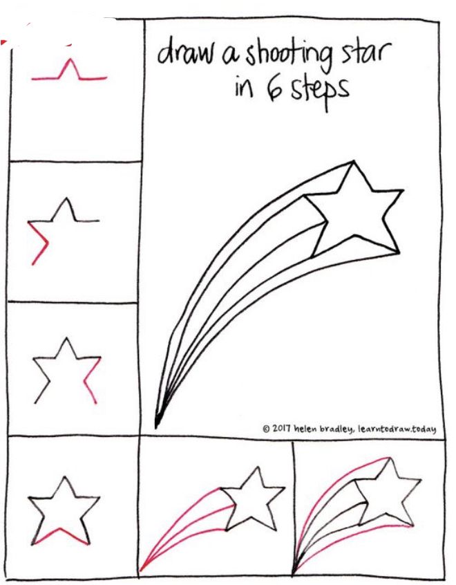 how to draw a shooting star in 6 steps step by step drawing instructions for kids