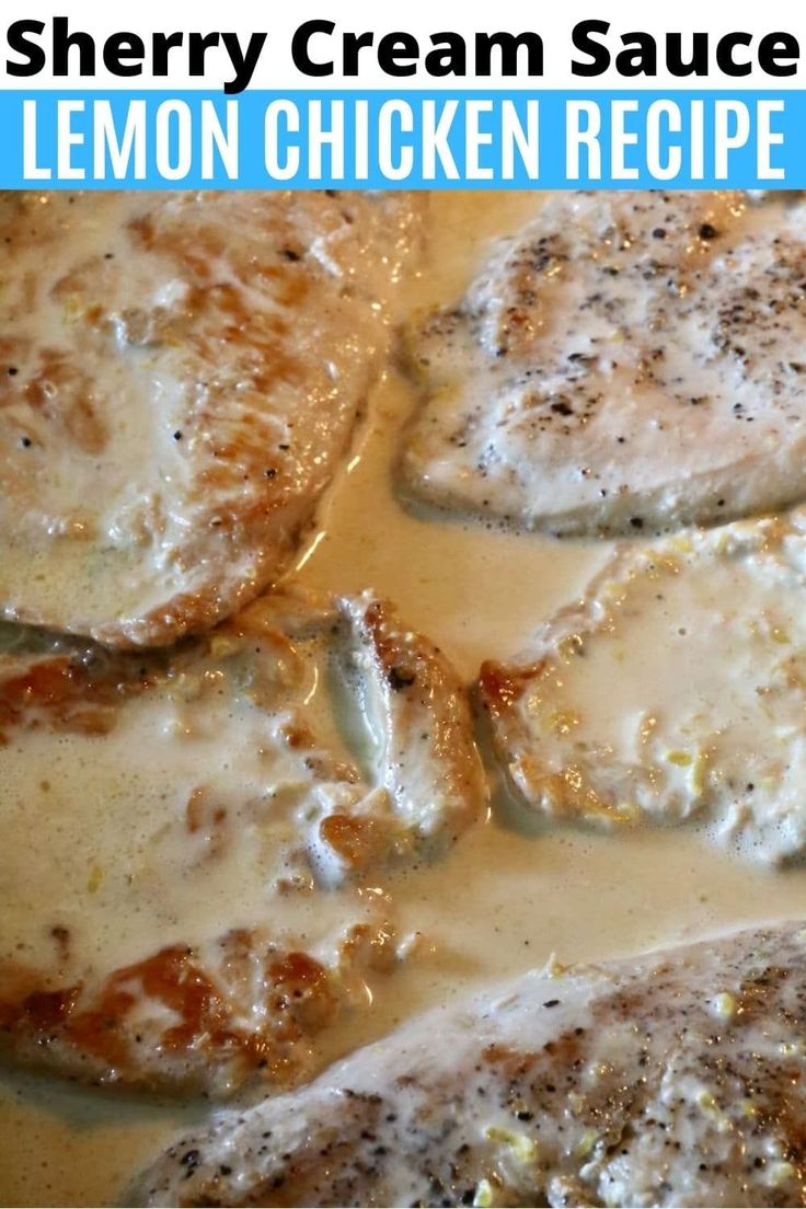 chicken with gravy and sauce in a skillet