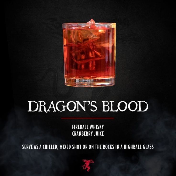 an advertisement for dragon's blood featuring a red drink in a glass with ice