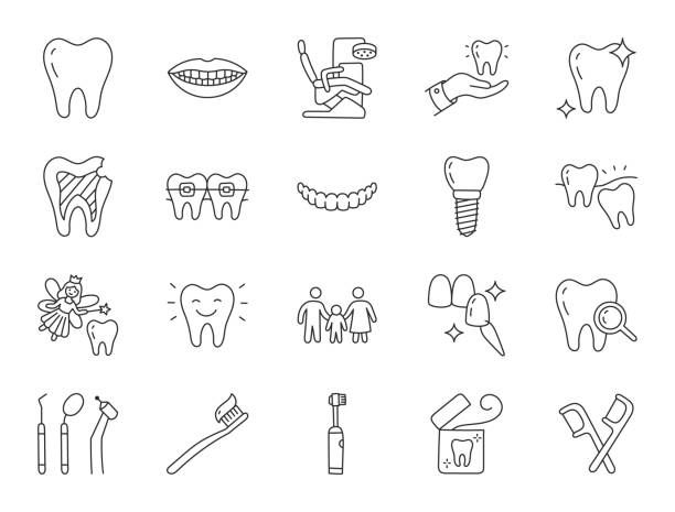 Dental Hygienist Tattoo, Toothbrush Tattoo, Tooth Outline, Teeth Diagram, Dental Logos, Teeth Illustration, Dental Studio, Tooth Icon, Tooth Cartoon