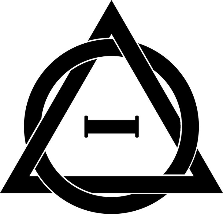 the triangle logo is shown in black and white