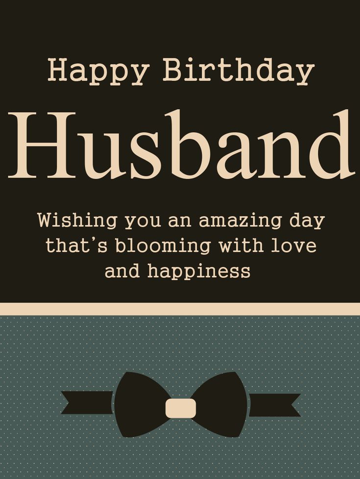 a happy birthday card for husband with an image of a bow tie on the front