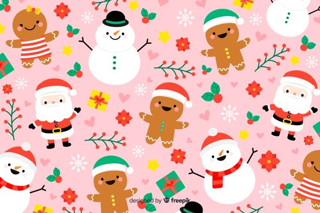 seamless christmas pattern with ginger and snowman on pink background free stock photo, pictures to print, photoshopped images, person, cute wallpaper design, holiday patterns, santa claus, fabric, all things, paper, xmas decorations, the day, candy