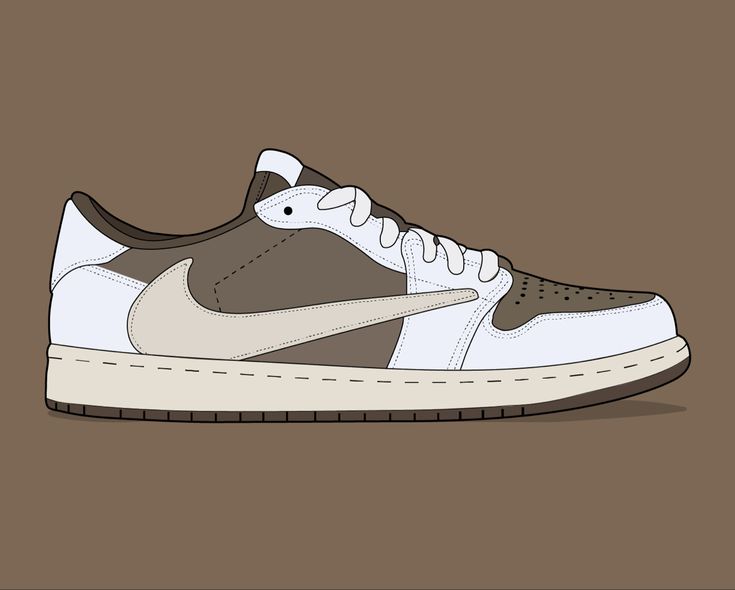 Jordan 1 Retro Low Travis Scott Reverse Mocha Travis Shoes, Travis Scott Dunk, Travis Scott Shoes, Reverse Mocha, Nike Art, Sneaker Posters, Low Top Jordans, Jordan Ones, Shoes Illustration