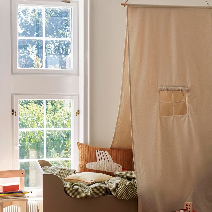 Goodee-Ferm Living-Settle Bed Canopy Roll Up Curtains, Ferm Living Kids, Design Online Shop, Matching Furniture, Bed Canopy, Small Windows, Home Scents, Wooden Bar, Ferm Living