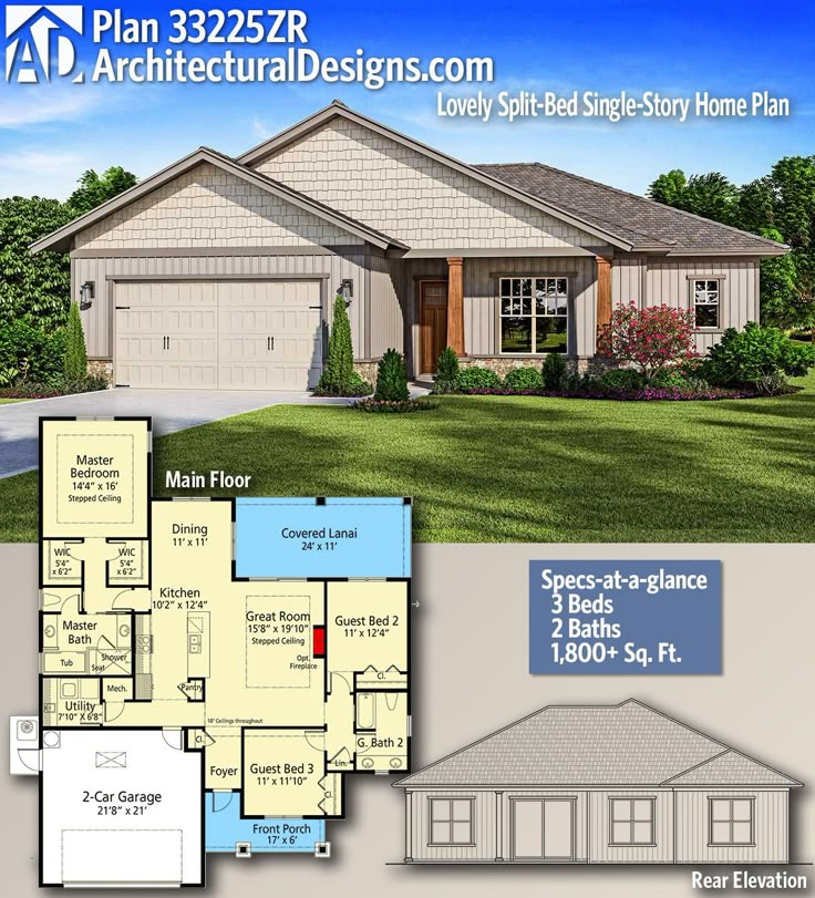 the plan for this house is to be built in an open floor plan with two garages