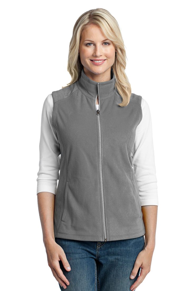 Shop Port Authority L226 in Pearl Gray & get instant bulk discounts. This 100.00% Polyester Women Women's Shirt is often used for Heat Transfer projects by our customers | Ships Fast | Award-Winning Customer Service. Gray Vest, Soft Vest, Fleece Jacket Womens, Sweater Vest Women, Port Authority, Grey Outfit, Outerwear Vest, Embroidered Clothes, Vest Fashion