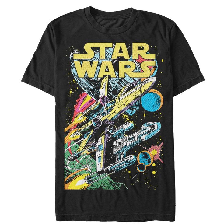 a star wars t - shirt with an image of spaceships