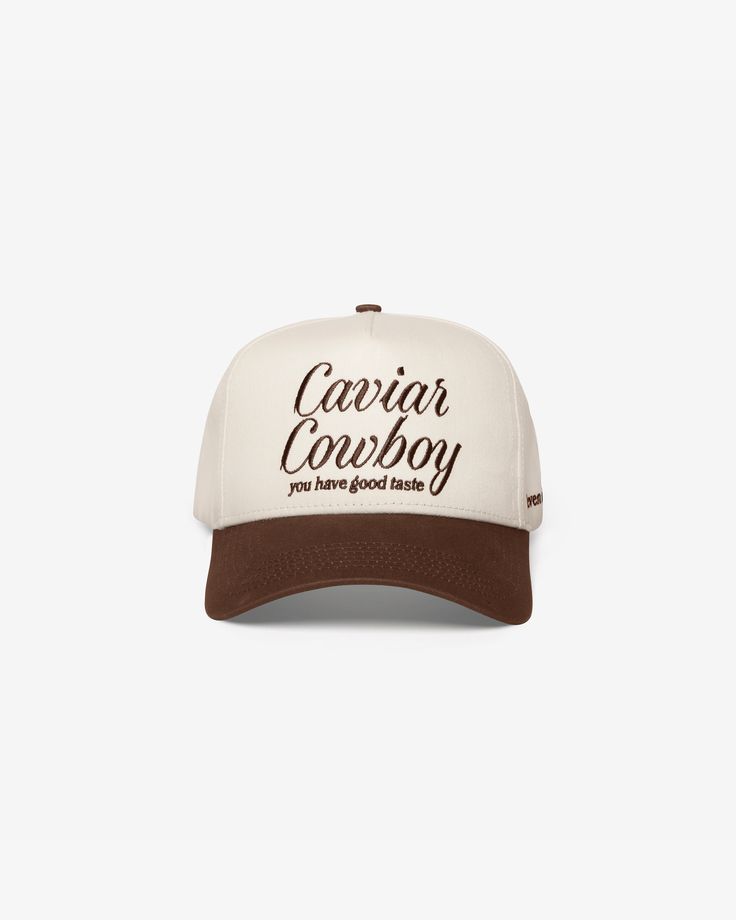 - Premium 5-panel construction - Seamless Structured Front Panel - 100% Cotton - Adjustable Snapback Closure - Embroidered Front & Side Logo All hats are final sale. Caviar Cowboy, Camo Hats, Cute Hats, Outfit Goals, Beige Brown, Brown Beige, All About Fashion, Final Sale, What To Wear