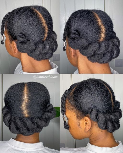 Jemima | Natural Hair | LifeStyle | Creator Coach on Instagram: "Happy new month 💕. Starting this month with this threading style done on freshly washed blown out hair. This is a hairstyle I stole from my mum (there’s a picture of her with this style when she was in her 20s) minus the twists at the front. I First did it back in 2018 but I’m definitely going to be adding it to my go to hairstyles from now on. It’s Super quick to install and take down and you get stretched hair after take down to Go To Hairstyles, Updo Cabello Natural, 360 Mirror, Blown Out Hair, Stretched Hair, Happy New Month, Protective Hairstyles For Natural Hair, Pelo Afro, Hair Twist Styles