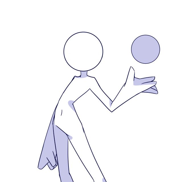 a drawing of a person throwing a frisbee in the air with one hand