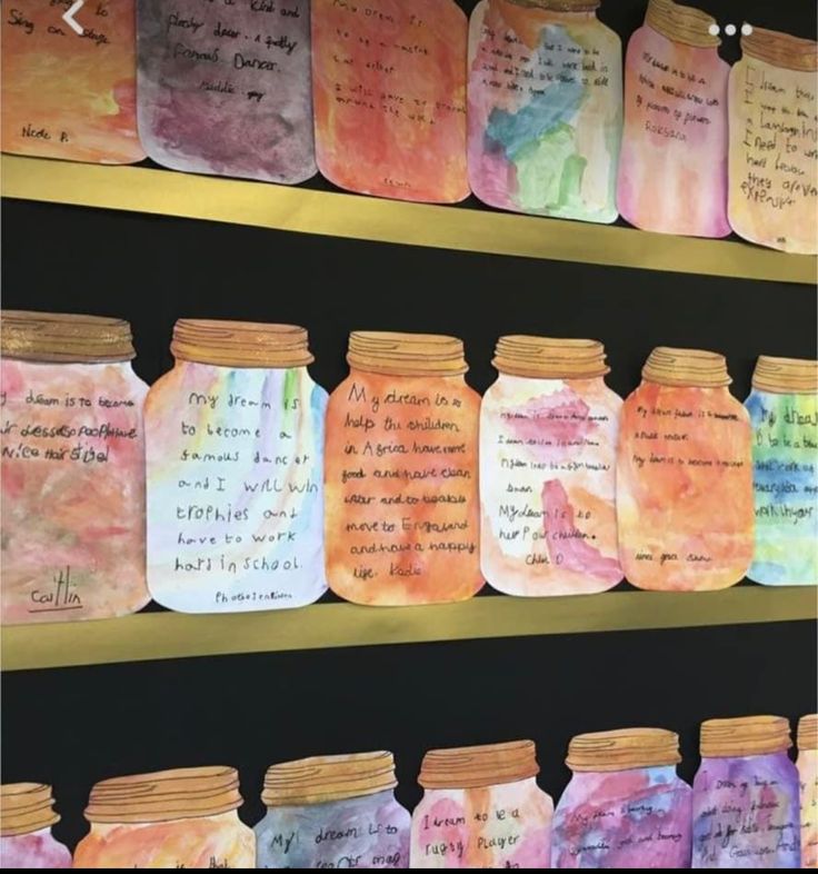 there are many jars with writing on them