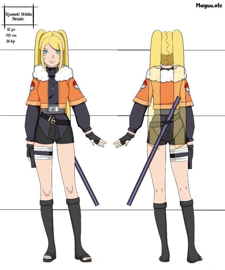 an image of a female character from naruta's anime series, with measurements for