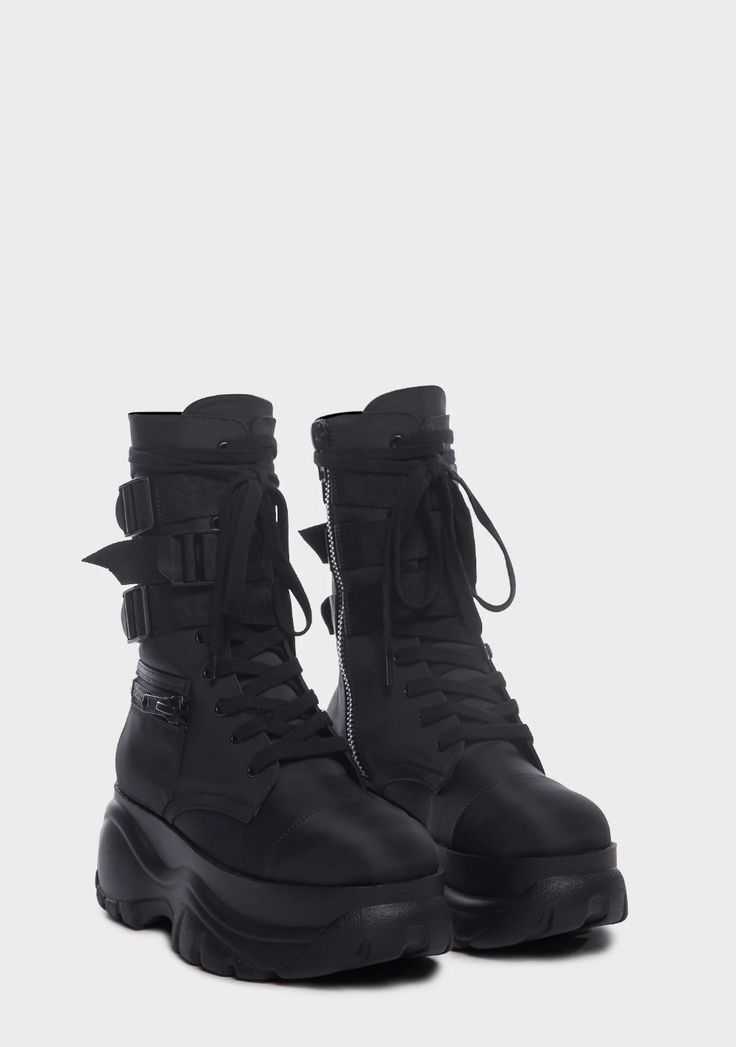 Poster Grl Buckled Platform Pocket Combat Boots – Dolls Kill Platform Boots Heels, Combat Platform Boots, Hype Sneakers, Platform Combat Boots, Ninja Girl, Shop Poster, Mid Heel Boots, Platform Mary Janes, Platform Loafers