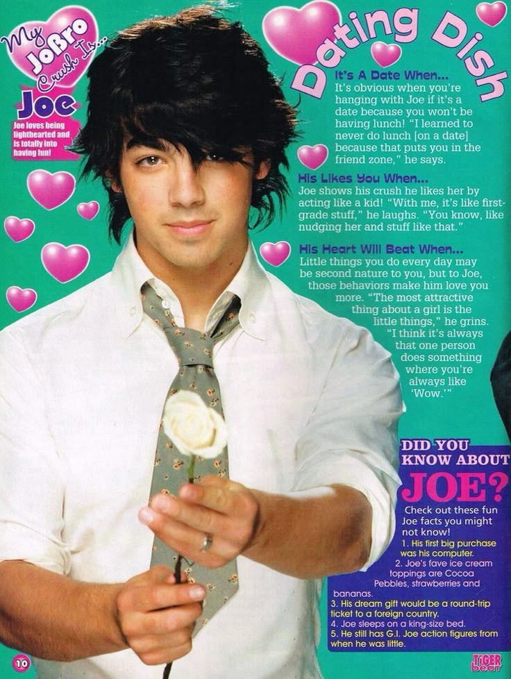 a young man wearing a tie and white shirt with hearts in the background that says, dating dish