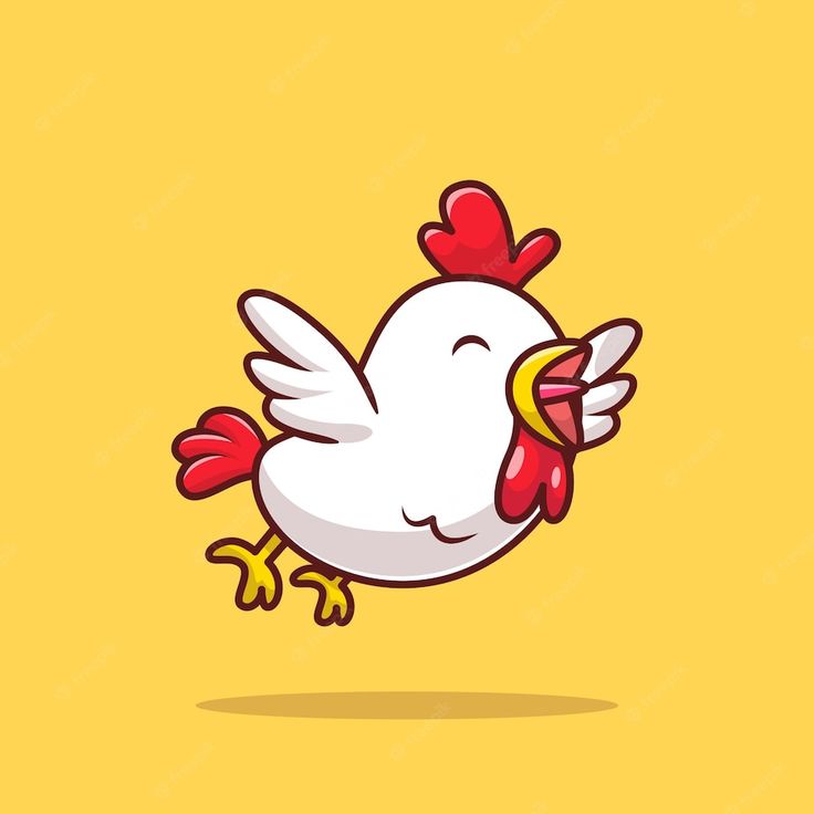 a cartoon chicken flying through the air