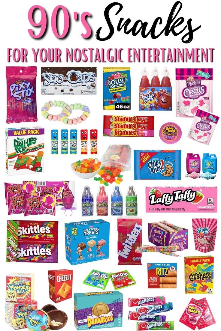 90'S SNACKS Back To The 90s Theme Party, 90s Birthday Party Theme Aesthetic, 90s Theme Goodie Bags, 90s Party Food Table, 90s Themed Bday Party, 90s Movie Party, 90s Birthday Party Aesthetic, 90s Party Drink Ideas, 90s Theme Brunch