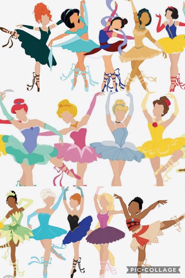 a group of ballerinas in various poses