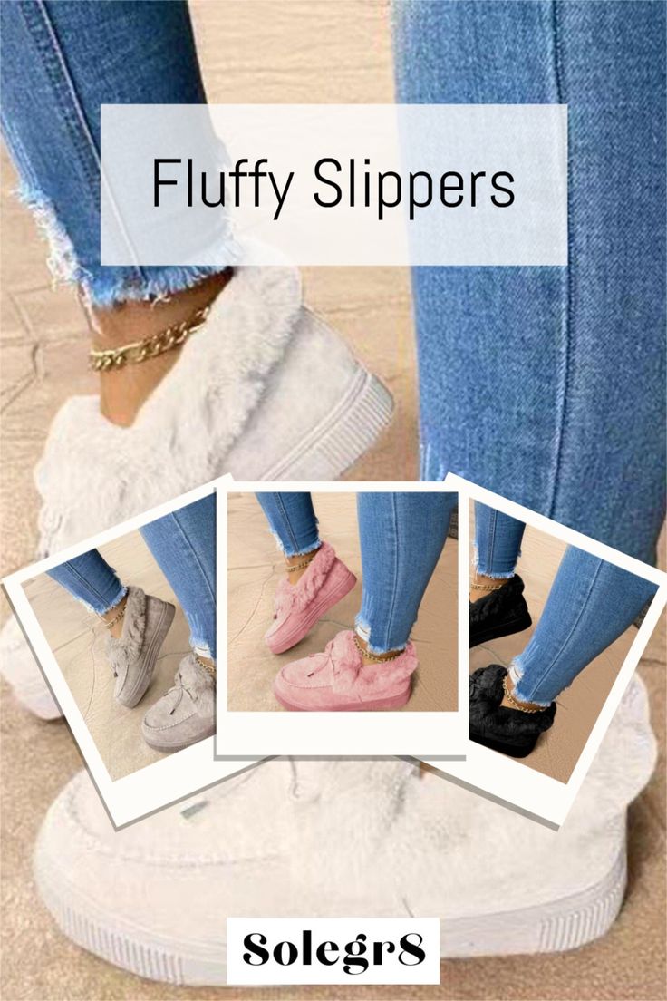 FREE RETURNS AND FREE SHIPPING Comfortable Slip-on Winter Booties, Trendy Non-slip Round Toe Slippers, Cozy Fluffy Flat Slippers, Non-slip Closed Toe Winter Slippers, Non-slip Closed Toe Slippers For Winter, Trendy Flat Leisure Slippers, Soft Flat Slippers For Winter, Comfy Winter Slippers With Rubber Sole, Winter Non-slip Slippers For Leisure