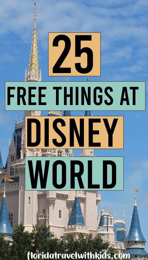 a castle with the words 25 free things at disney world on it's side