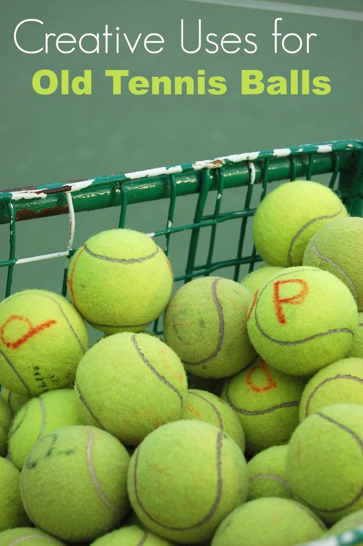 a basket full of tennis balls with the words creative uses for old tennis balls written on them