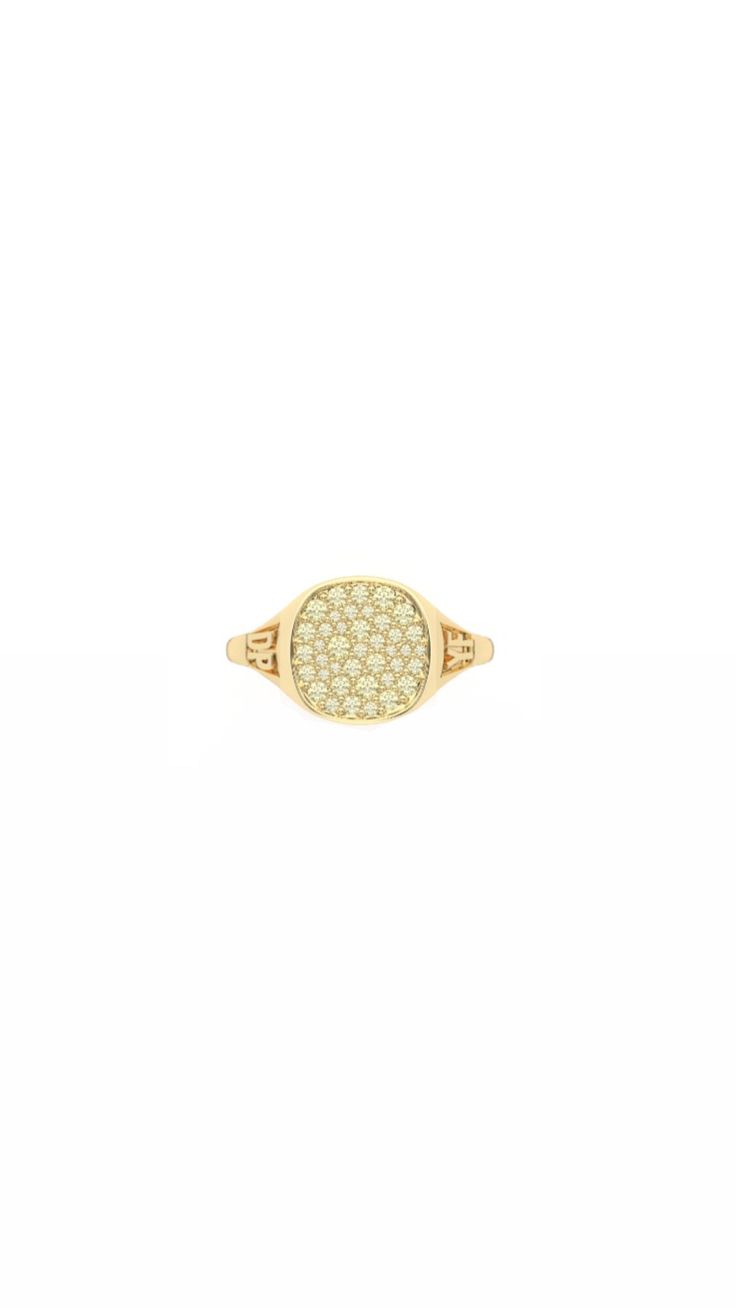 The Squared Signet Ring was designed to fulfill Dahlia’s idea of a perfectly femasculin classic signet ring found in an old drawer at a grandparent‘s house and resized. DP and YF engraving representing our motto, “Don’t Postpone Your Freedom”. 14k or 18k solid gold 1-1.4mm white diamonds This piece is sustainably made to order, please allow up to 12 days for shipping.All sales final. Yellow Gold Diamond Halo Ring Stamped 14k, Yellow Gold Halo Ring With Diamond, Stamped 14k, Yellow Gold Dome Ring With Center Stone, Fine Jewelry Pave Setting Promise Signet Ring, Fine Jewelry Signet Ring With Pave Setting For Promise, Yellow Gold Diamond Signet Ring With Open Design, Oval 14k Gold Signet Ring With Pave Setting, 14k Yellow Gold Signet Ring With Vs Clarity, 14k White Gold Signet Ring With Single Cut Diamonds