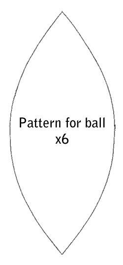 the pattern for ball x6 is shown in black and white, with an oval shape