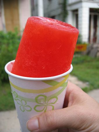 a hand holding up a cup filled with ice cream