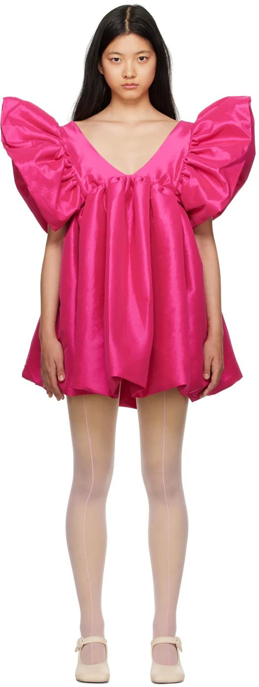 Kika Vargas: Pink Adri Minidress | SSENSE Bubble Hem, Taffeta Dress, Neck Ruffle, Curator Style, Ruffle Trim, Luxury Streetwear, Apparel Accessories, On Sale, Dress Outfits