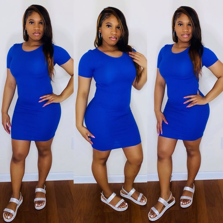 Solid Royal Blue Colored, Ribbed Mini Dress, With Short Sleeves. Model Is Wearing A Large. Recommended To Go Up A Size For A More Comfortable Fit. Casual Fitted Blue Mini Dress, Casual Blue Knee-length Bodycon Dress, Casual Blue Bodycon Dress, Blue Short Sleeve Stretch Mini Dress, Blue Stretch Short Sleeve Mini Dress, Blue Stretch Mini Dress With Short Sleeves, Blue Short Sleeve Stretch Bodycon Dress, Casual Blue Bodycon Dress For Night Out, Blue Bodycon Mini Dress With Short Sleeves